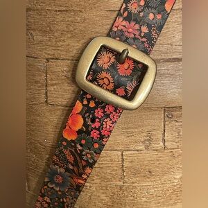 Vintage KENZO Leather Belt | Extremely Rare Wildflowers | XL Adjustable | EXC!